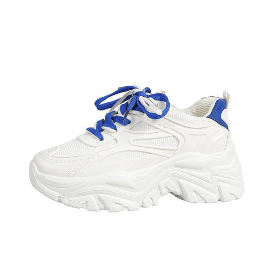 Damen modische Chunky Sneakers mit atmungsaktiver Mesh-Oberfläche und trendigem Schnürsenkeldesign R&B