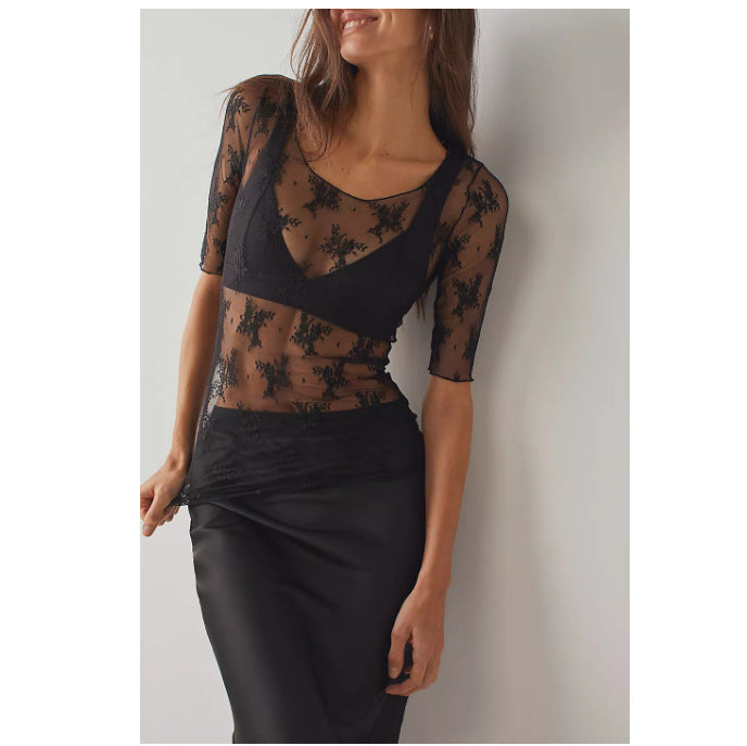 Damen Spitzenoberteil mit raffiniertem Transparenzdesign R&B