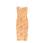 Damen Sommerliches Blumenkleid mit zarter Spitze und Spaghetti-Trägern EB