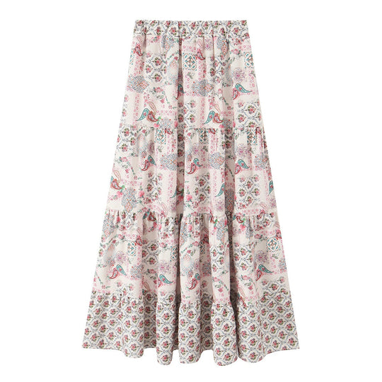 Damen Maxirock mit verspieltem Patchwork-Muster und voluminöser Silhouette R&B