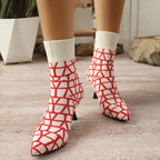 Damen Stiefelimitierte Sockenschuhe mit elegantem Absatz R&B