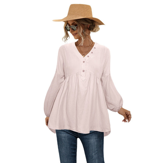 Damen Blusenshirt mit lässigem Schnitt und eleganten Knopfdetails R&B