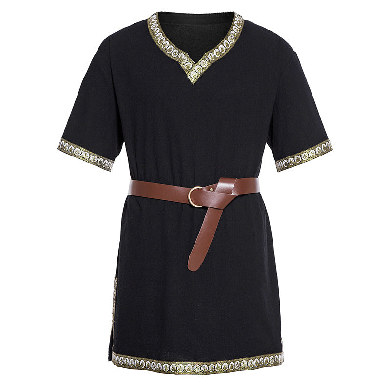 Damen Mittelalterliches Kleid mit dekorativem Kragen und Gürtel