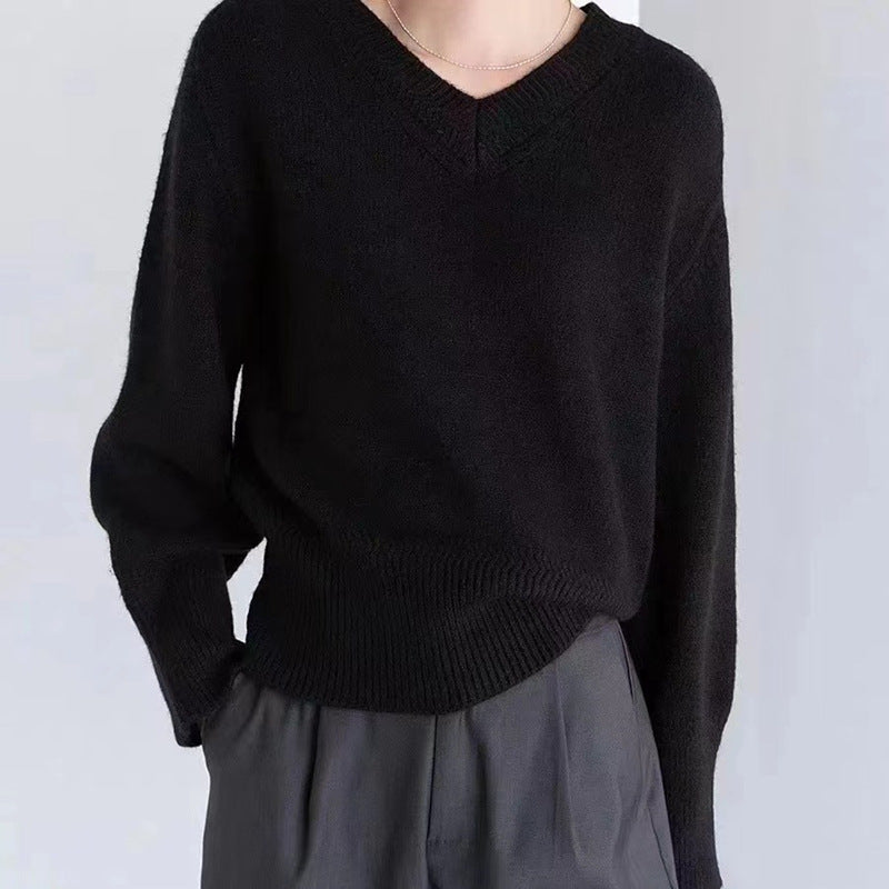 Damen V-Ausschnitt Pullover aus weichem Strick R&B