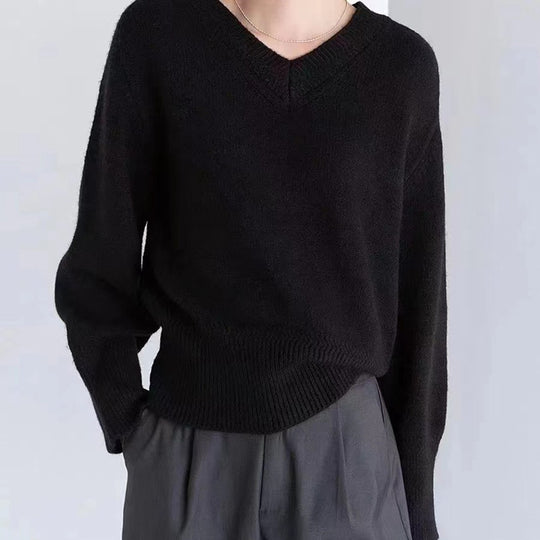Damen V-Ausschnitt Pullover aus weichem Strick R&B
