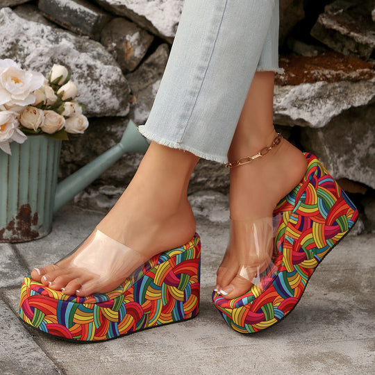 Damen Wedge-Pantoletten mit elegantem Stoffoberteil und komfortablem Fußbett R&B
