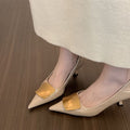 Damen spitze Stiletto-Pumps mit dekorativem Goldakzent R&B