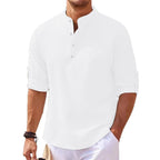 Herren lässiges Henley-Shirt mit strukturierter Oberfläche R&B