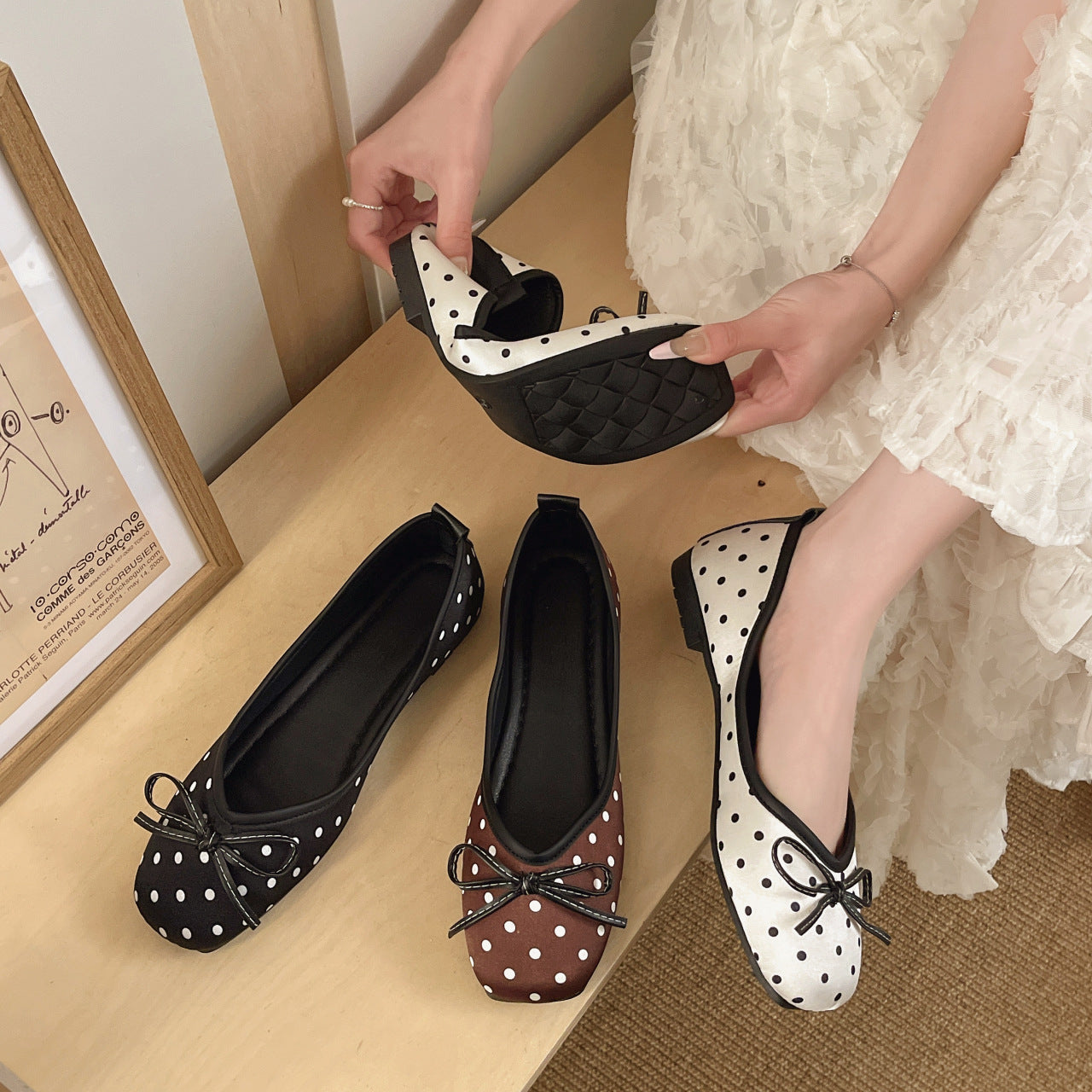 Damen Elegante Ballerinas mit verspieltem Punktedesign und komfortablem Innenfutter R&B