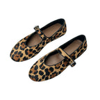 Damen Ballerinas mit elegantem Leopardenmuster und verstellbarem Riemen