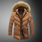 Herren gesteppte Winterjacke mit abnehmbarem Kunstfellkragen und praktischen Taschen R&B