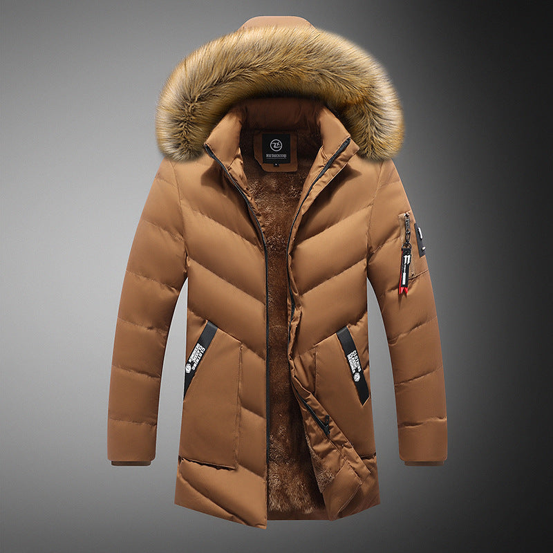 Herren gesteppte Winterjacke mit abnehmbarem Kunstfellkragen und praktischen Taschen R&B