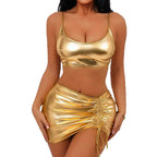 Damen Funkelndes Crop-Top und Minirock Set R&B