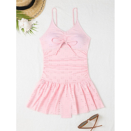 Damen Badekleid mit Rüsche und verstellbarem Schnürdetail R&B