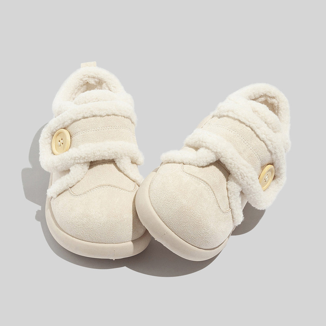 Damen Hausschuhe mit Fleece-Futter und Knopfverschluss R&B