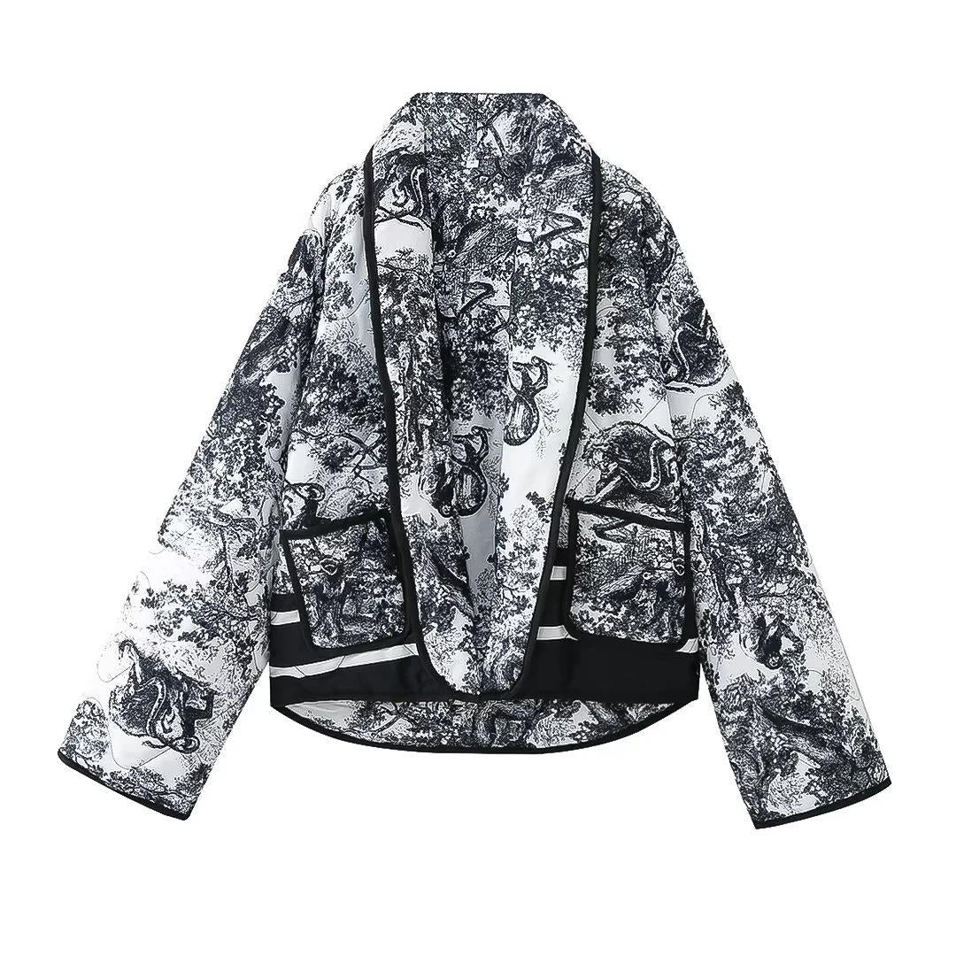 Damen Steppjacke mit modischem Muster und praktischen Taschen R&B