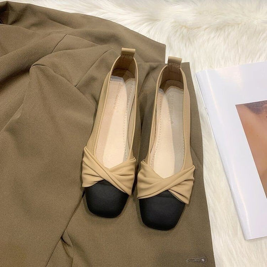 Damen Ballerinas mit modernem Knotendesign und kontrastierender Sohle R&B