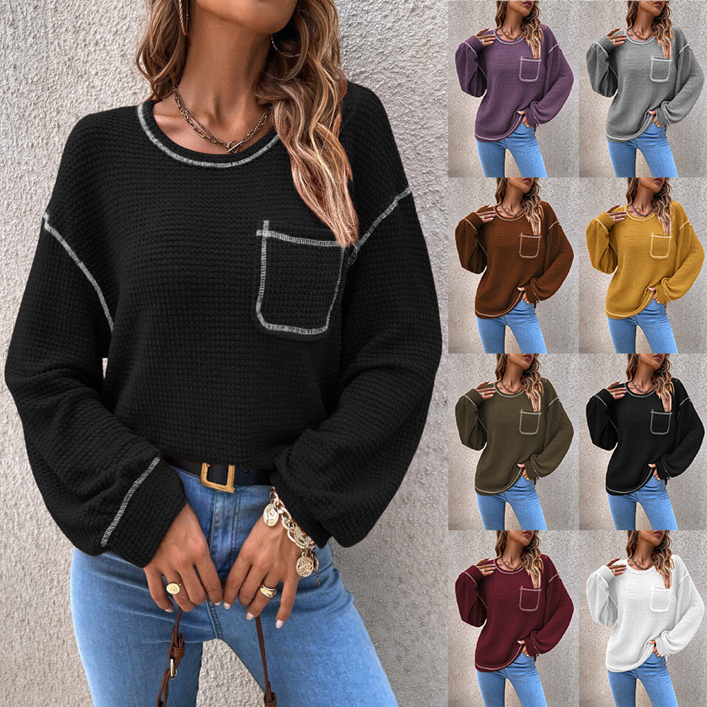 Damen lässiger Pullover mit modischen Puffärmeln R&B