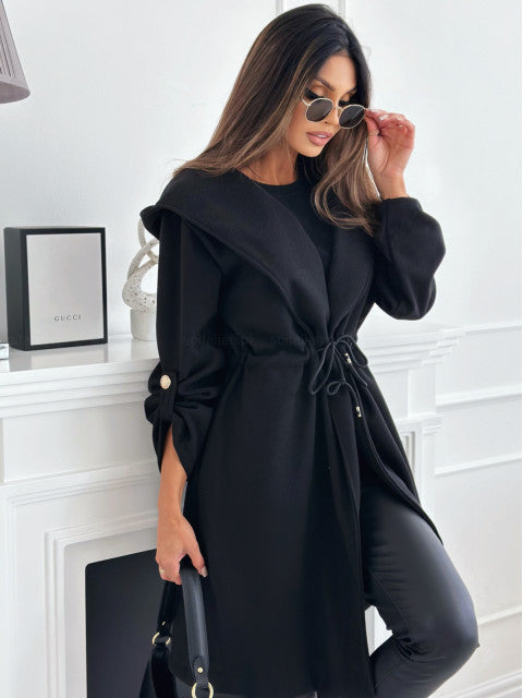 Damen lockerer Kapuzensweatcoat mit verstellbarem Taillenzug und eleganten Details R&B