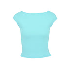 Damen Crop-Top mit weitem Ausschnitt und figurbetonter Passform EB