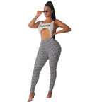 Damen körperbetontes Sport-Outfit mit modischem Print R&B