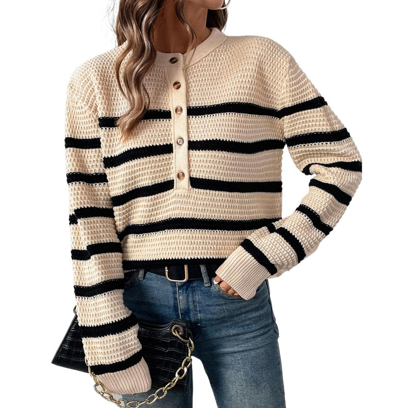 Damen Strickpullover mit Knopfleiste R&B