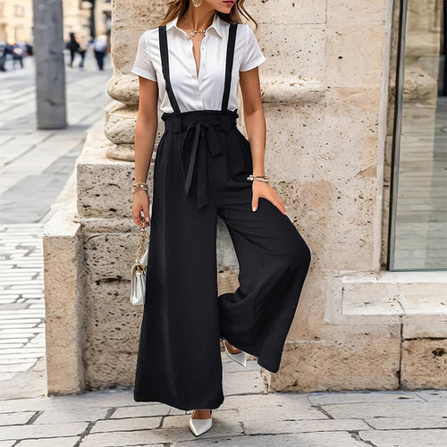 Damen Culotte-Jumpsuit mit verstellbaren Trägern und elegantem Kordelzug R&B