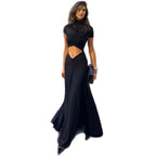 Damen elegantes Wickeloberteil mit taillierter Silhouette und fließendem Rock R&B