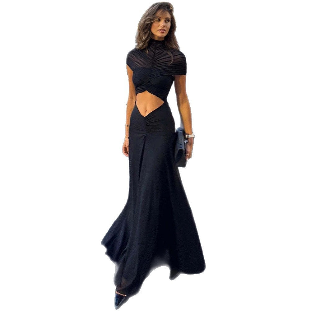 Damen elegantes Wickeloberteil mit taillierter Silhouette und fließendem Rock R&B