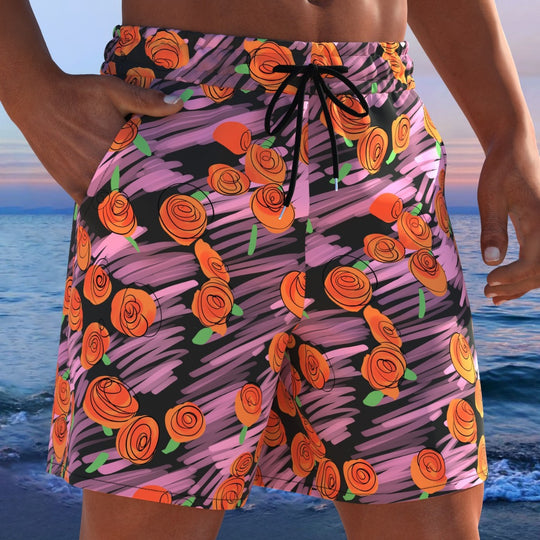 Herren Badeshorts mit modernem Streifen-Design und elastischem Bund R&B