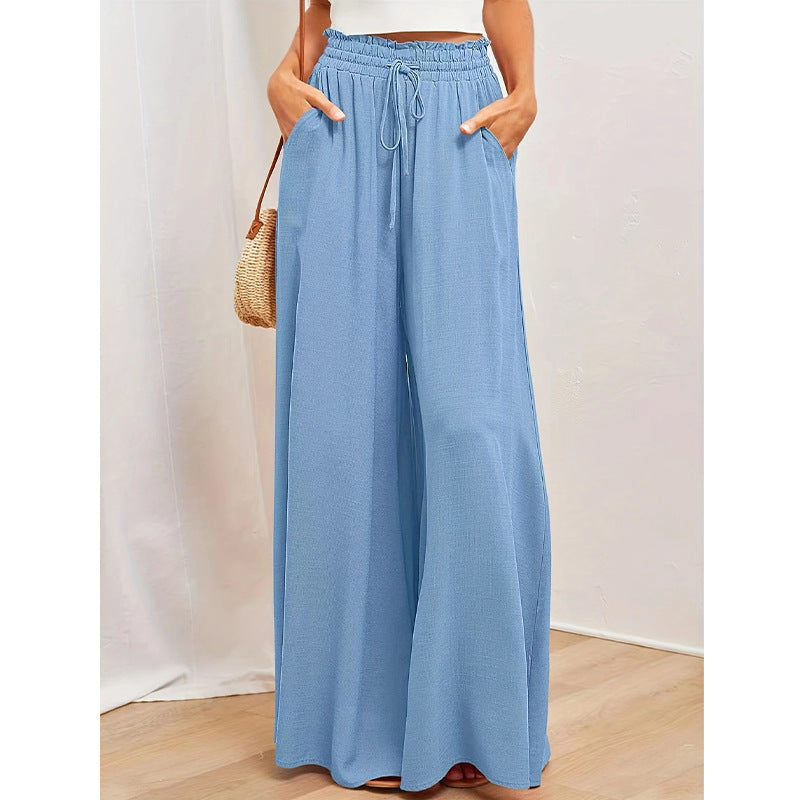 Damen Weit geschnittene Sommerhose mit elastischem Bund und praktischen Taschen R&B
