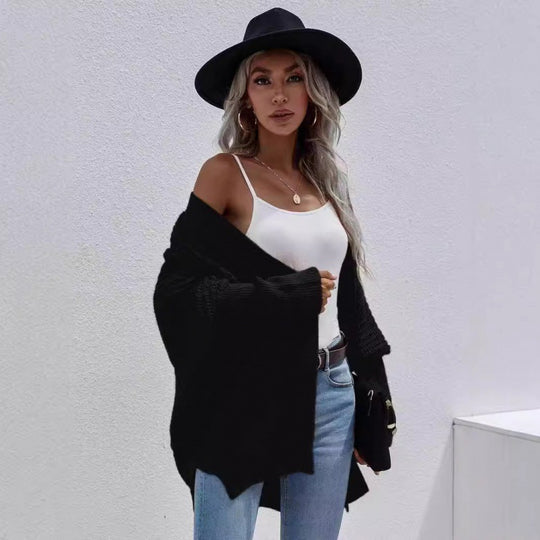 Damen luftige Strickjacke mit offenes Design und feiner Maschenstruktur R&B