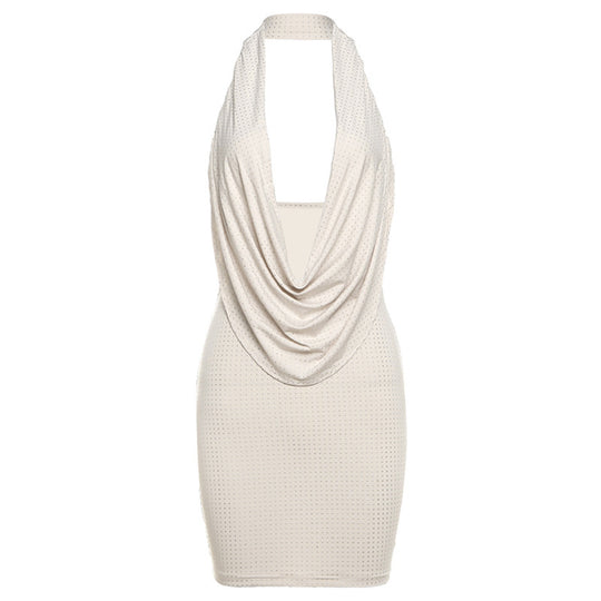 Damen Figurumspielendes Kurzkleid mit tiefem V-Ausschnitt und elegantem Drapierungsdesign R&B