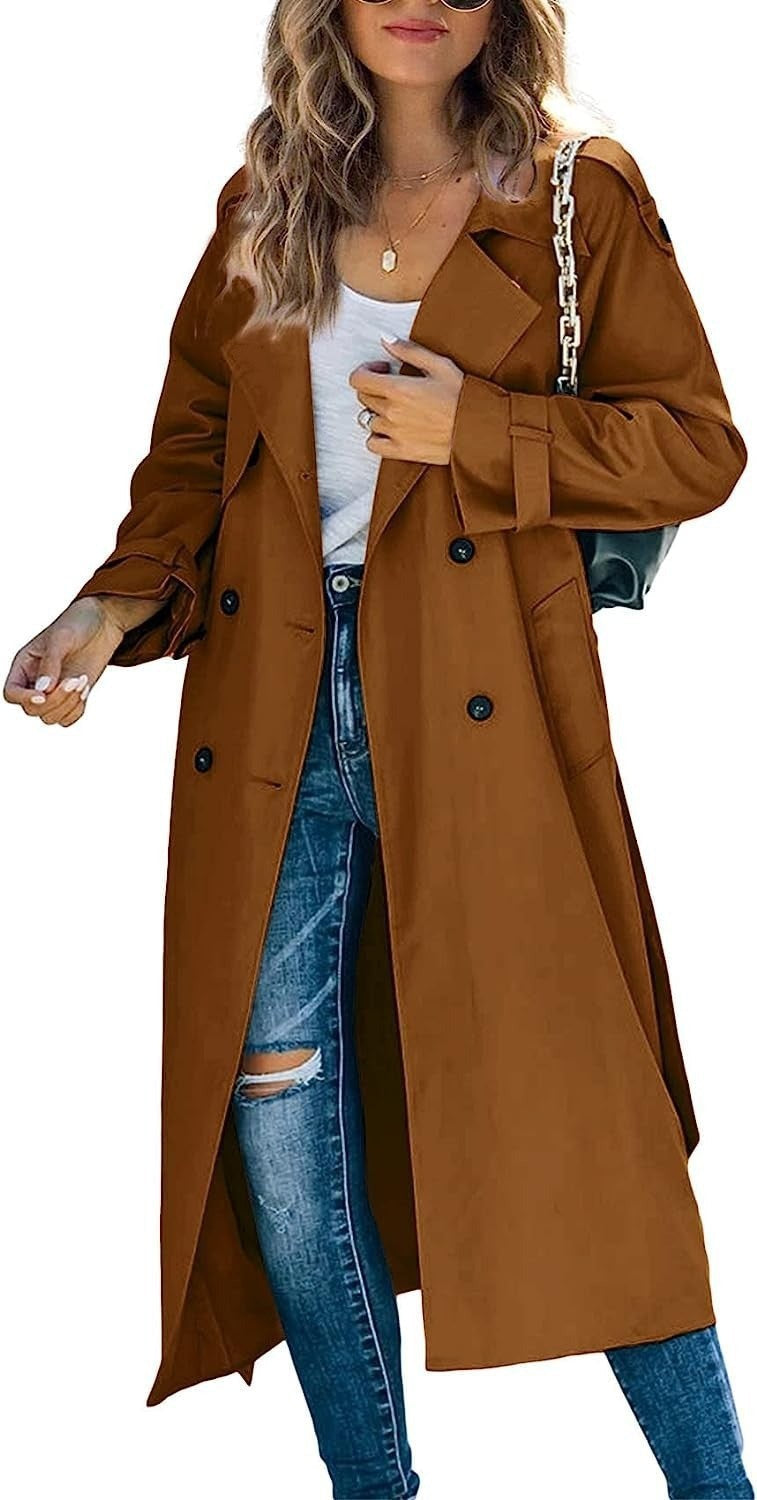 Damen Modischer Trenchcoat mit doppelter Knopfleiste und lässigem Schnitt