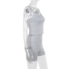 Damen sportliches Crop-Top und Shorts-Set R&B
