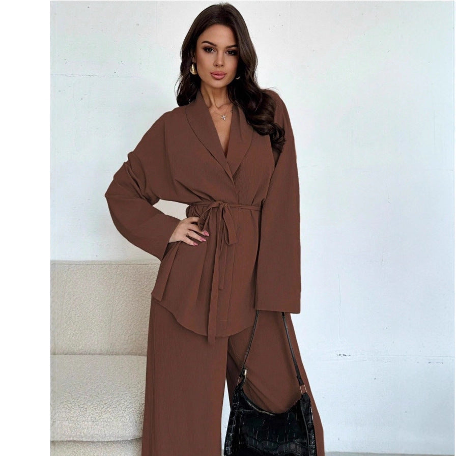 Damen Eleganter Oversized Jumpsuit mit Taillengürtel und breitem Bein R&B