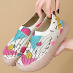 Damen Slip-On Freizeit-Schuhe mit Blumenmuster und rutschfester Sohle R&B