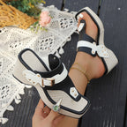 Damen Wedge-Sandaletten mit modischem Riemendesign und dekorativem Schnallenverschluss R&B