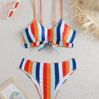 Damen Bikiniset mit eleganten Streifen und chicem Knoten R&B