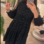 Damen Kurzärmeliges Kleid mit Punkte-Muster und modischen Rüschendetails R&B