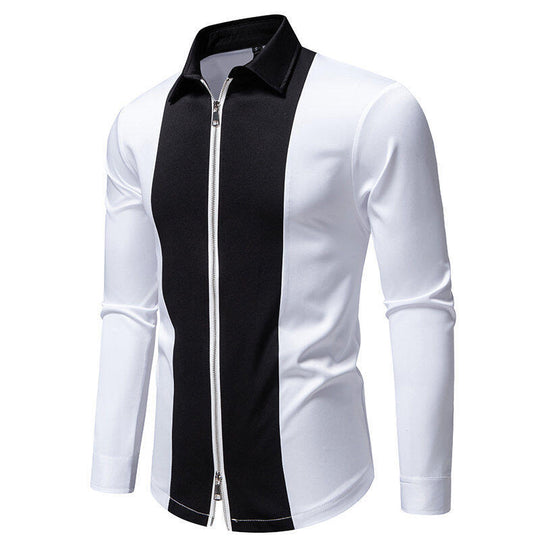 Herren Sportliches Langarmshirt mit modernem Reißverschluss und kontrastierenden Farben R&B