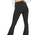 Damen Hohe Taille Flared Leggings mit Raffungen R&B