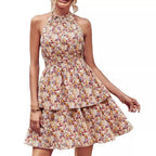 Damen Freizeitkleid mit hohem Kragen und gestuftem Saum R&B
