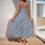 Damen Maxikleid mit schmeichelndem, elastischem Oberteil und floralen Druckdetails R&B