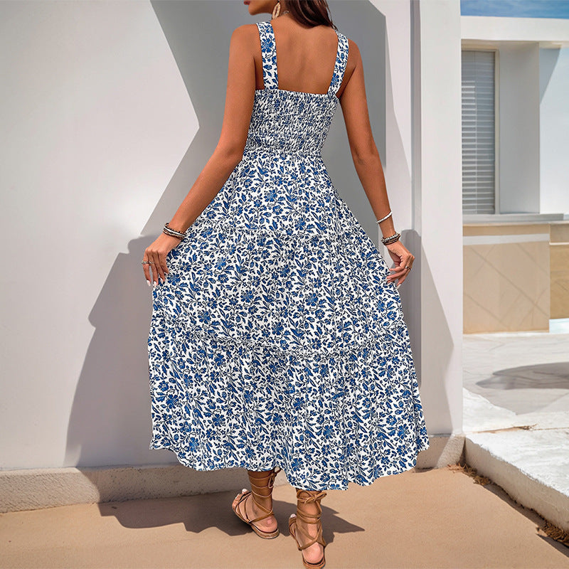 Damen Maxikleid mit schmeichelndem, elastischem Oberteil und floralen Druckdetails R&B