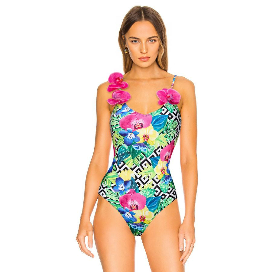 Damen Blumenmuster Badeanzug und Rock Set R&B