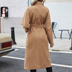 Damen eleganter Trenchcoat mit taillierbarem Gürtel und großen Taschen