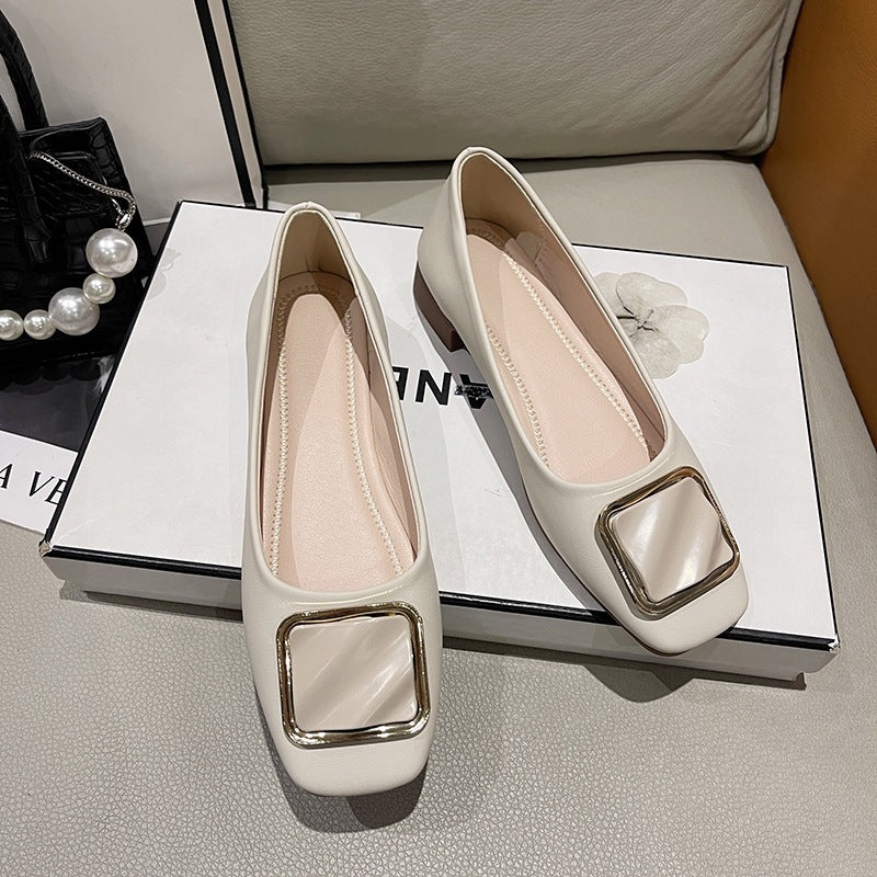 Damen elegante Ballerinas mit modischem Quadrat-Detail R&B
