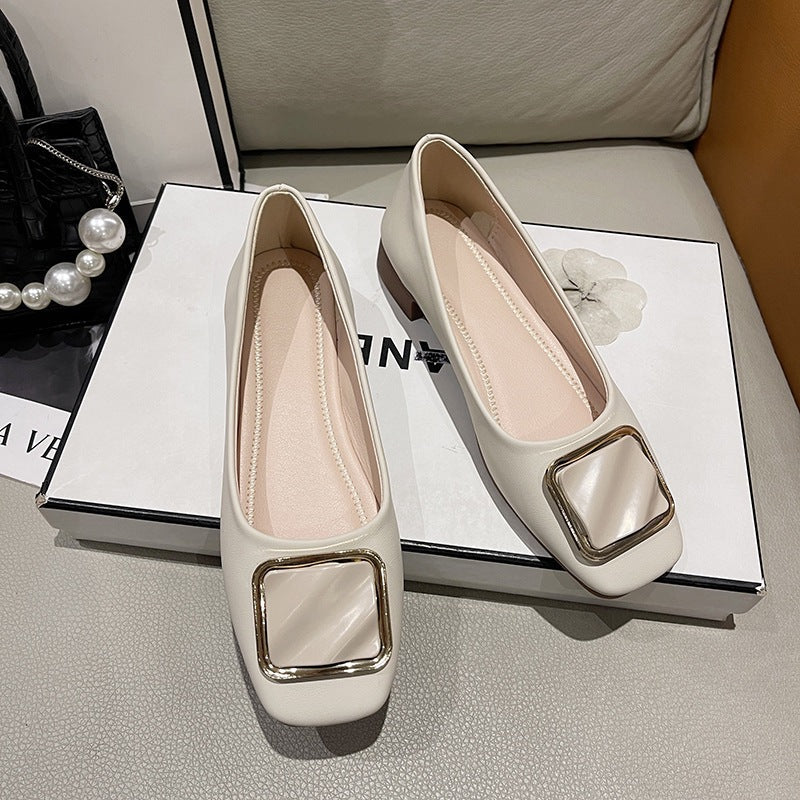 Damen elegante Ballerinas mit modischem Quadrat-Detail R&B