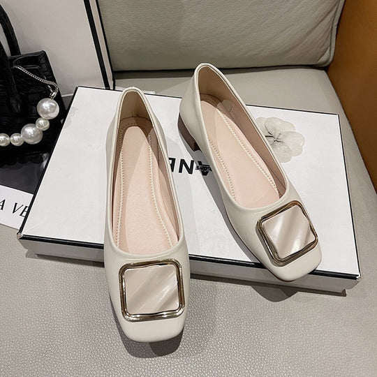 Damen elegante Ballerinas mit modischem Quadrat-Detail R&B
